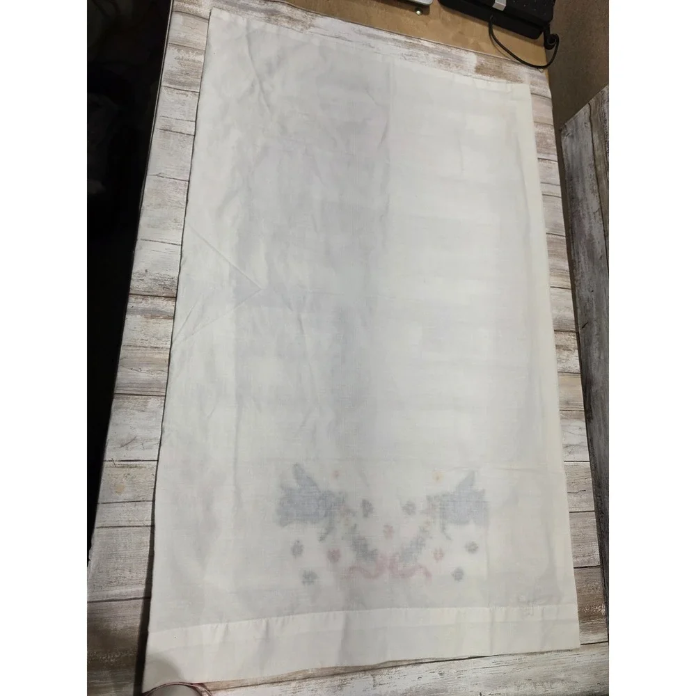 2- Vintage Hand Embroidered Pillowcase Sweet Dreams Blue Birds White Cotton READ
